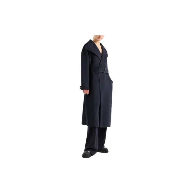 EMPORIO ARMANI Compact Double Wool blend Robe Coat-3