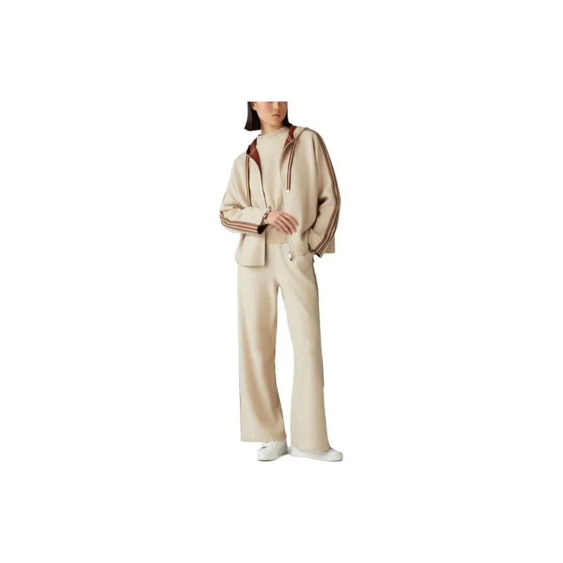 Loro Piana The Suitcase Stripe Bomber Jacket Jackets Coats Women's Beige-1