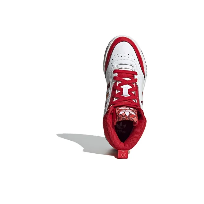 Adidas Originals Drop Step Drop Step J Abrasion Resistant High Top Skateboard Shoes White Red Teenagers-3