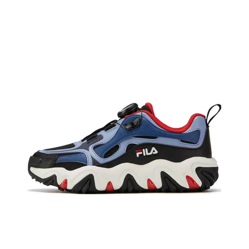 FILA KIDS Tiger Paw Abrasion Resistant Low Top Kids' Running Shoes Black Blue Teenagers-0