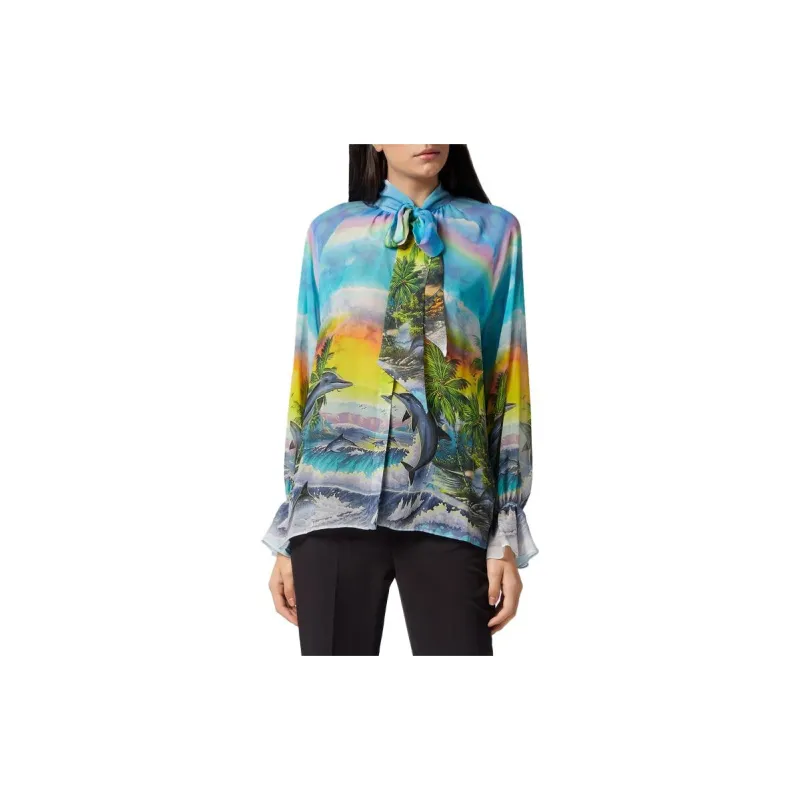 PHILIPP PLEIN Hawaii print Chiffon Shirt-1
