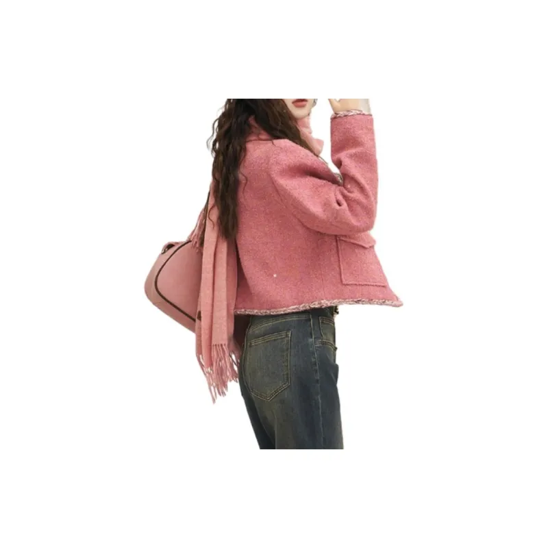 MISHOW FW23 Cropped Coat Women's Pink-4