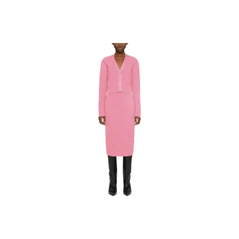 GIVENCHY Solid Color High-Rise Straight Fit Mid-Length Skirt Women's Pink-1