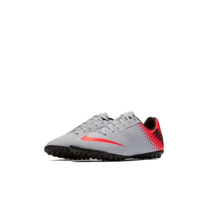 Nike Bomba Slip Resistant Cushioning Wear Resistant Low Top Kids' Soccer Shoes Gray Red Kids'-2