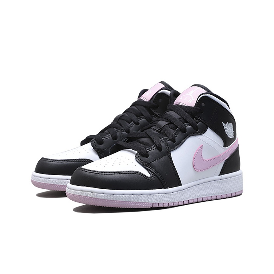 Jordan 1 Mid White Black Light Arctic Pink GS - POIZON