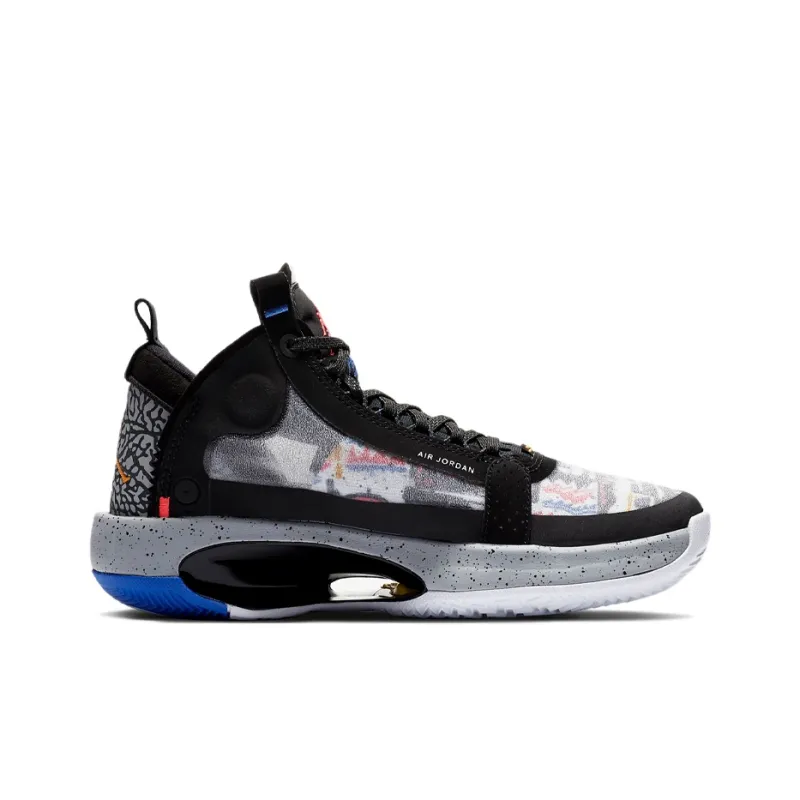 Jordan Air Jordan 34 Low EP Abrasion Resistant Breathable Mid Top Basketball Shoes Black White Teenagers-1