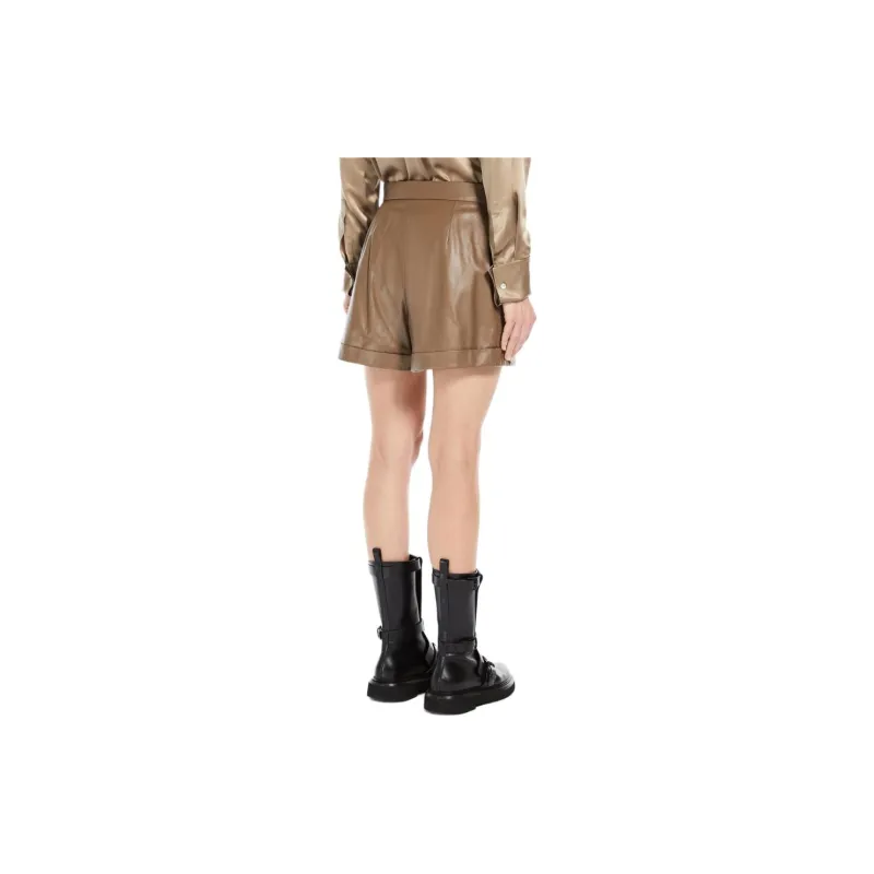 MaxMara Andorra Collection Nappa Leather Shorts Casual Shorts Women's Brown-3