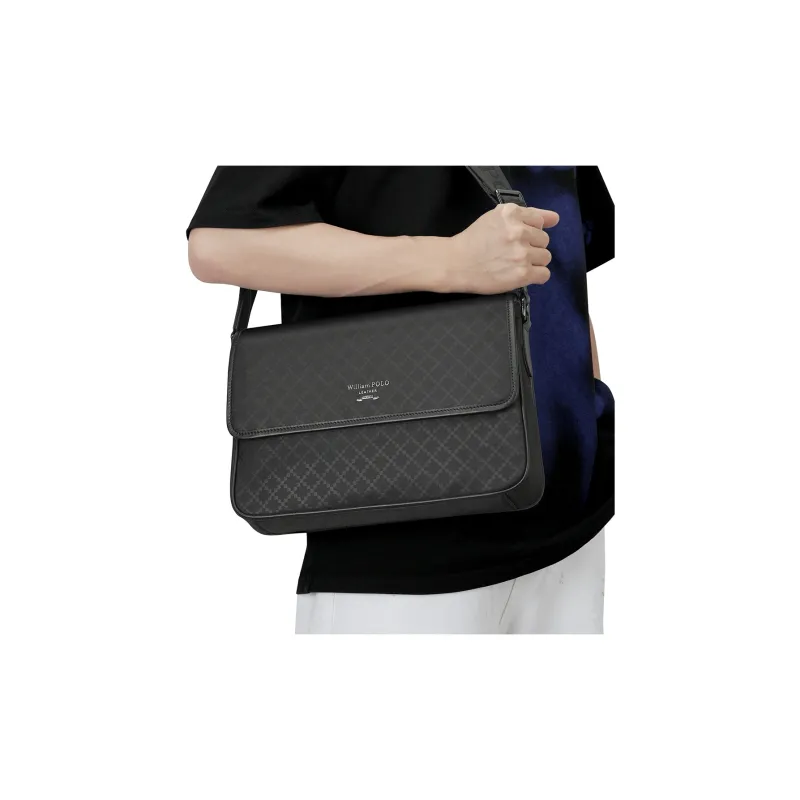 WilliamPOLO Fabric Messenger Bag Shoulder Bag Regular Men's Black-7