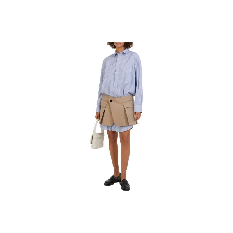 Sacai Striped Skirt-overlay Shirtdress-1