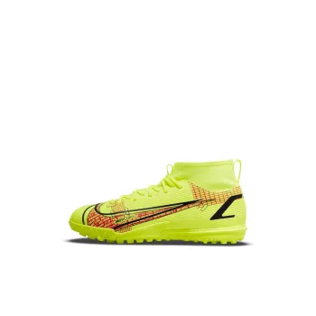 Nike Mercurial Superfly 8 Slip-Resistant Mid-Top Kids' Soccer Shoes Fluorescent Yellow Kids'