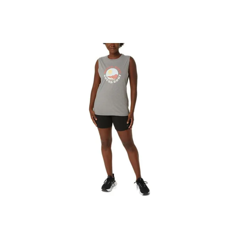 Asics Sun In The Sky Slogan Muscle Tee T-Shirt Women's Gray-1
