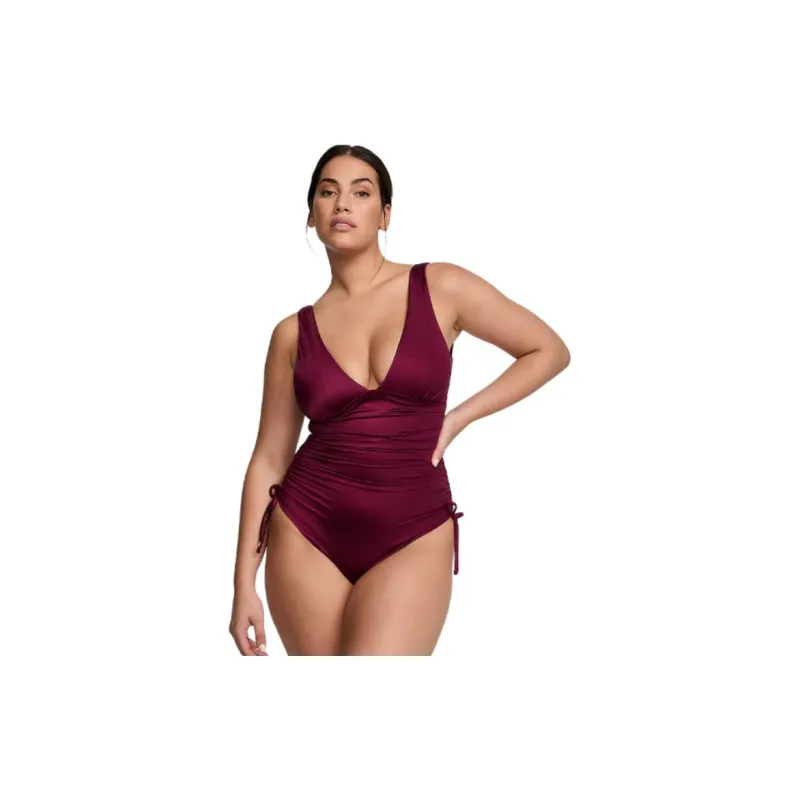Victoria's Secret Ruched Plunge One-Piece Swimsuit / Pink Rouge One-Piece Swimsuits Women's Pink-2