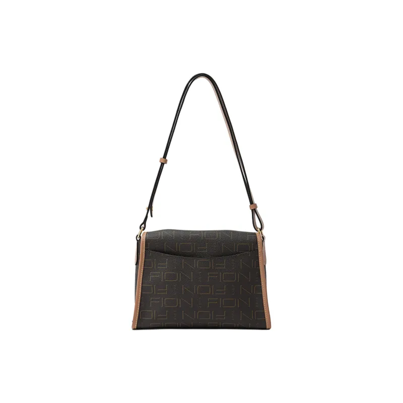 FION Imported Coated Canvas Crossbody Bag, Shoulder Bag Medium Large Women's Coffee & Camel-3