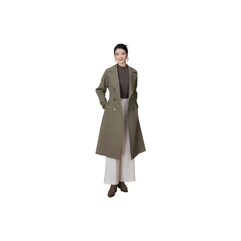 BBLLUUEE Trench Coat Women's Tea Green-6