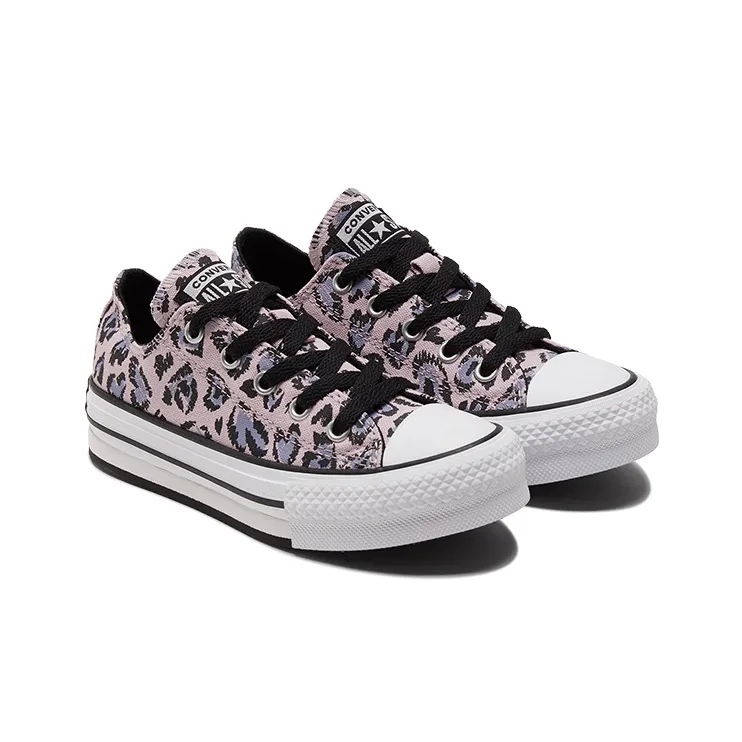 Converse All Star Series Anti-Slip Wear-Resistant Low-Top Kids Canvas Shoes Black Pink Purple Teenagers-2