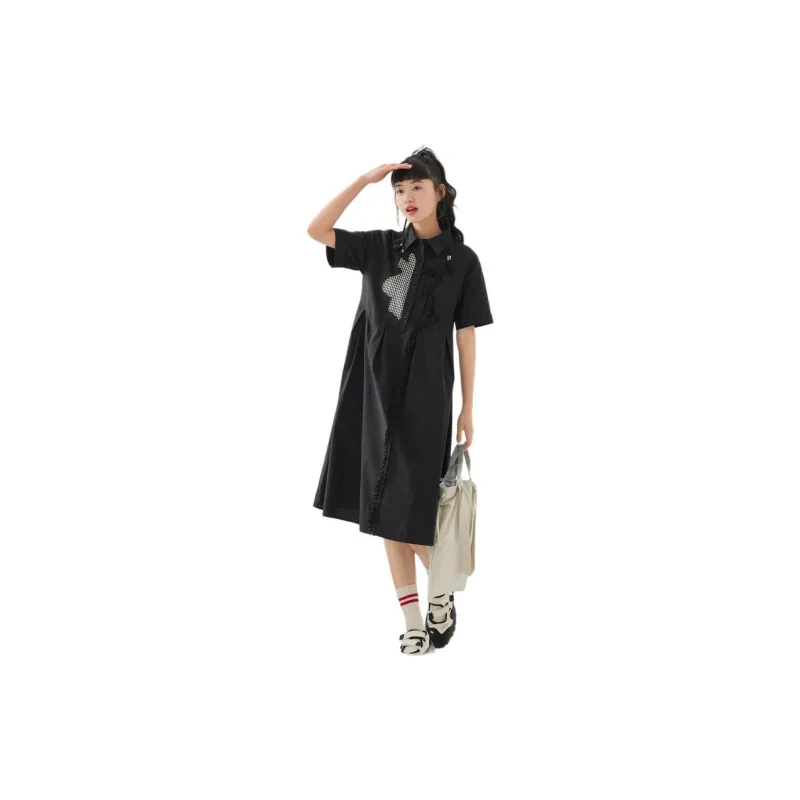 ZIHAN Short-Sleeved Dresses Women's Black-2