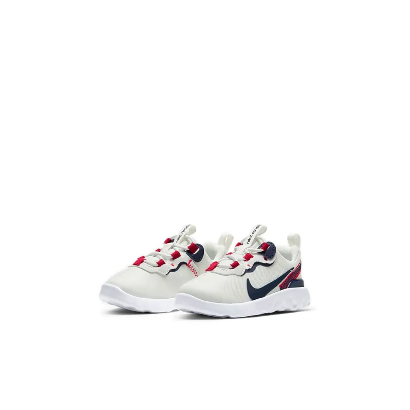 Nike React Element 55 Cushioned Wear-Resistant Lightweight Low-Top Toddler Shoes White Blue Red Infant And Toddler-2