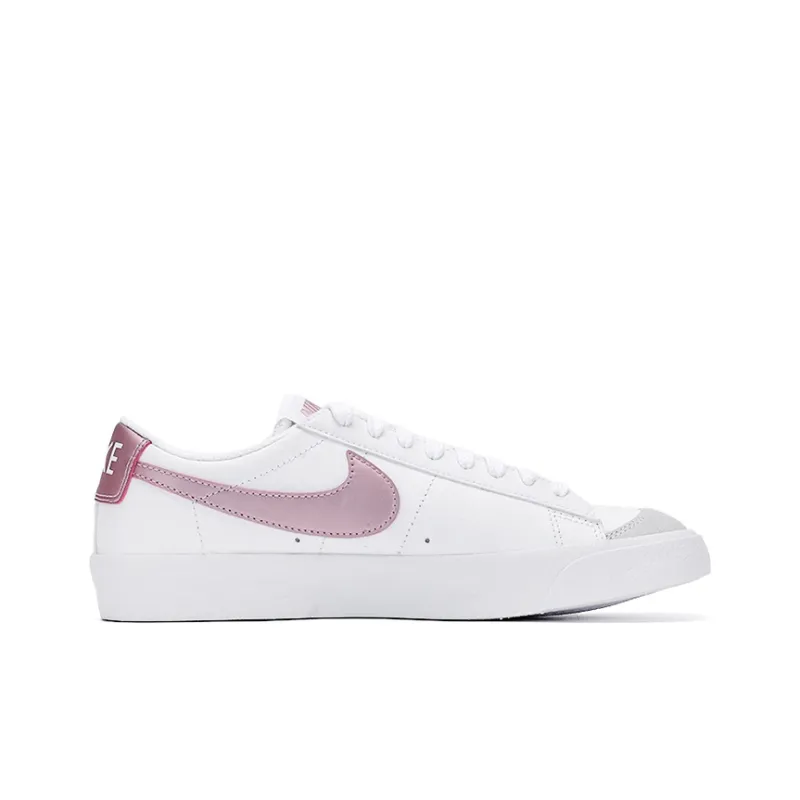Nike Blazer 77 Anti Slip Wear Resistant Low Top Kids' Skateboarding Shoes White Purple Unisex-1
