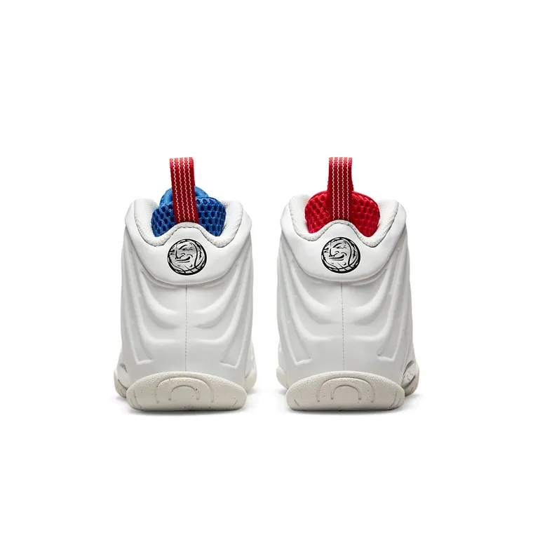 Nike Foamposite One Little Posite Oneb Mid-Top Vintage Basketball Shoes White Blue Red Children Aged 3-7 Years Old-4