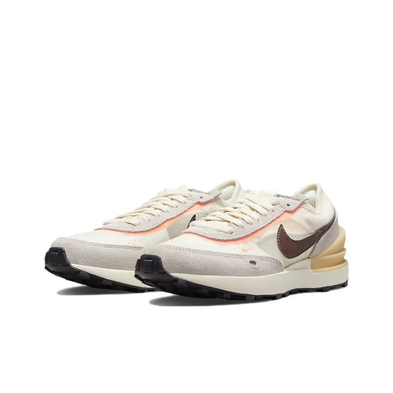 Nike Waffle One Cushioning Anti-Slip And Wear-Resistant Low-Top Kids Lifestyle Shoes Beige Brown Teenagers-2