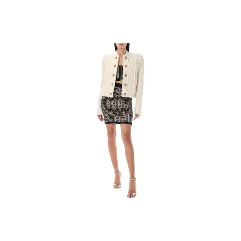 BALMAIN Double-breasted Tweed Jacket-1