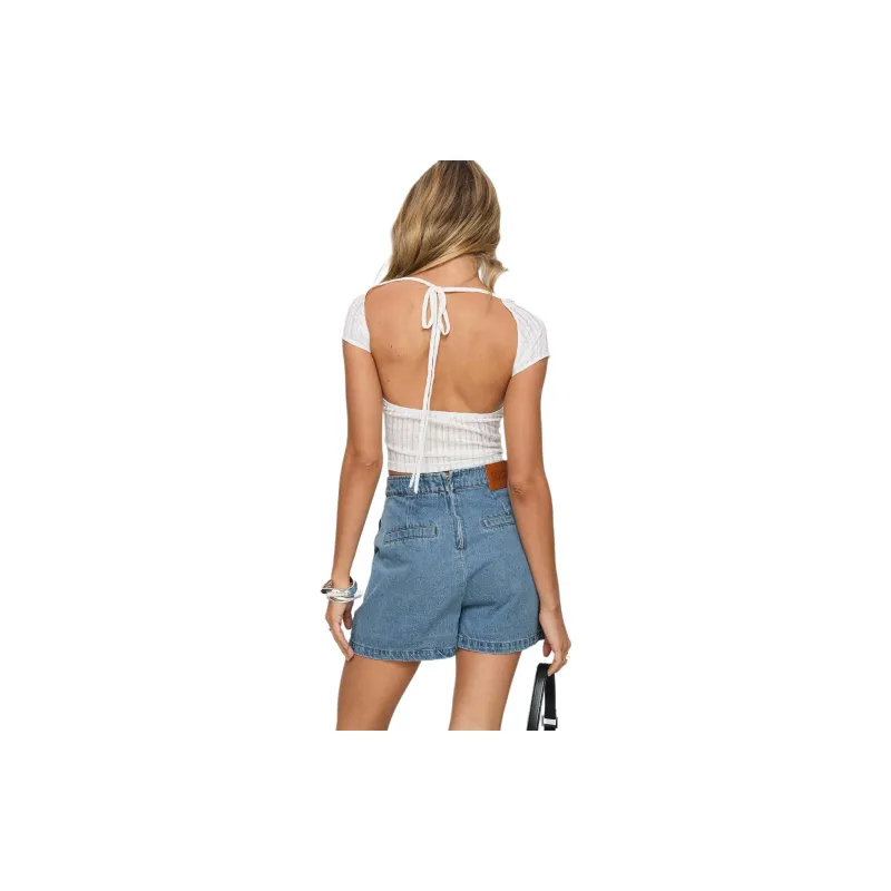 PRINCESS POLLY BENTIEZ DENIM SKORT Denim Shorts Women's MID WASH/Medium Water Wash-2