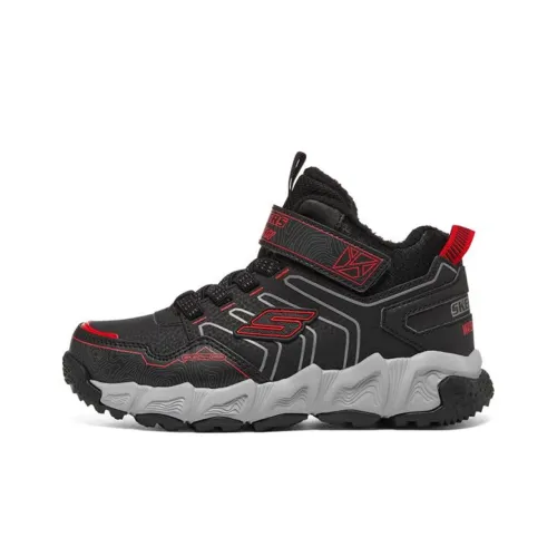 Skechers Velocitrek Slip Resistant Cushioning Wear Resistant Warm Low Top Kids Lifestyle Shoes Black Red Teenagers