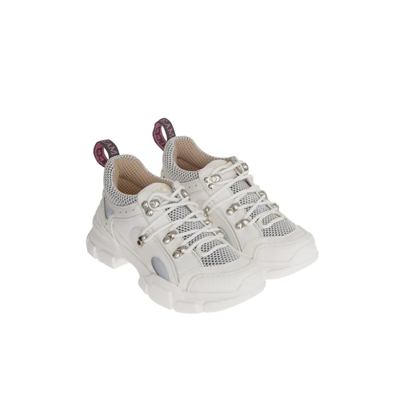 GUCCI Flashtrek Slip-Resistant Cushioning Wear-Resistant Breathable Low-Top Kids Lifestyle Shoes White Kids'-2
