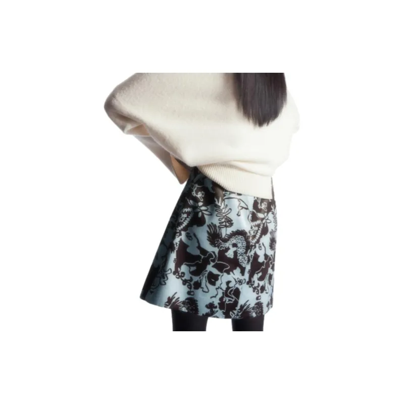 COS Casual Short Skirts Women's Dark Brown/Blue-2