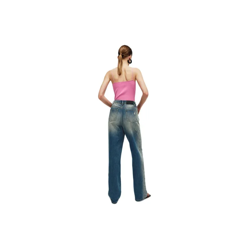 Roselingling Jeans Women's Nostalgic Smoke Blue-1