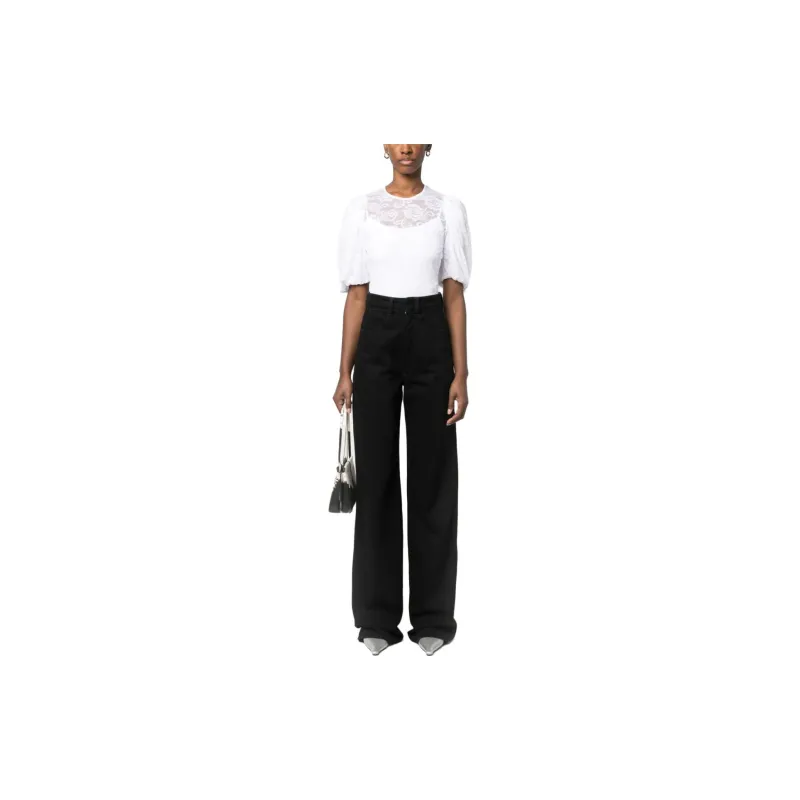 MSGM Floral-lace Puff-sleeve Top-1