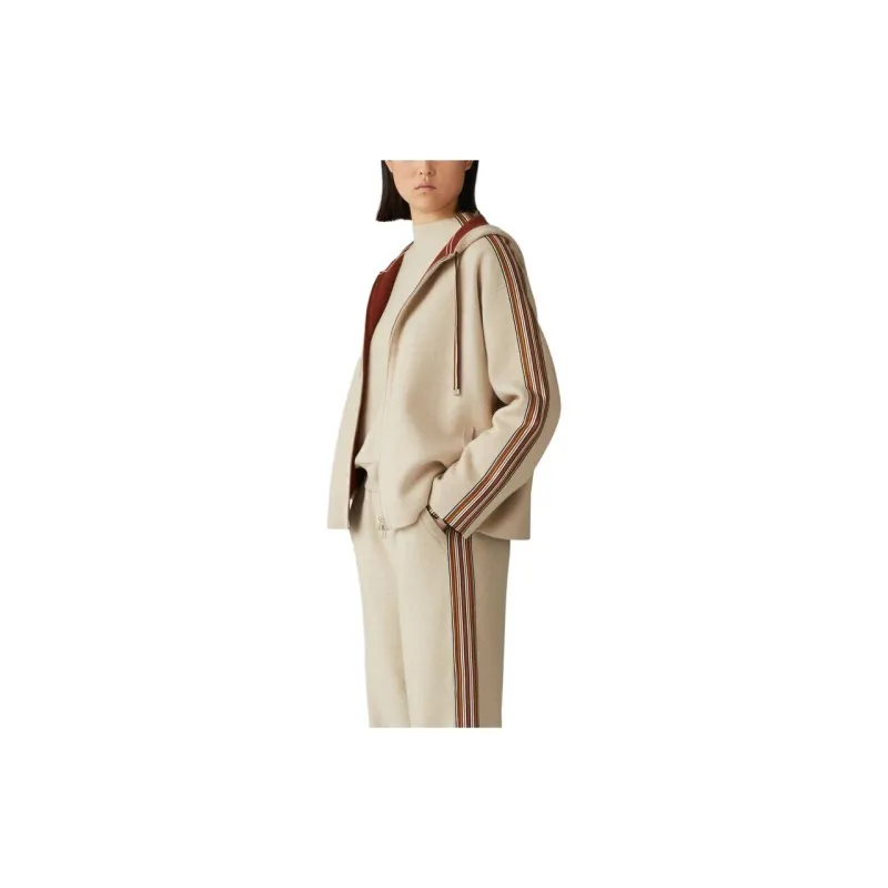 Loro Piana The Suitcase Stripe Bomber Jacket Jackets Coats Women's Beige-3