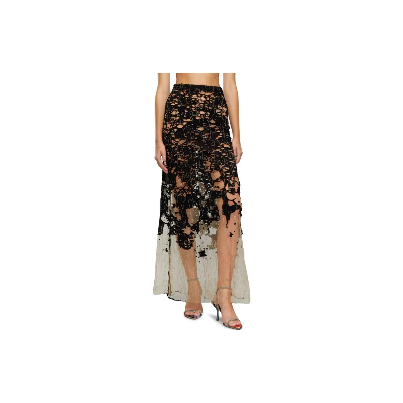 DIESEL SS24 Casual Long Skirt Women's Black-1