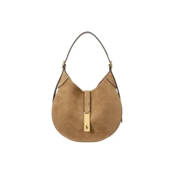 Polo Ralph Lauren Polo ID Cow Leather Handbag Shoulder Bag Small Size Women's Light Brown