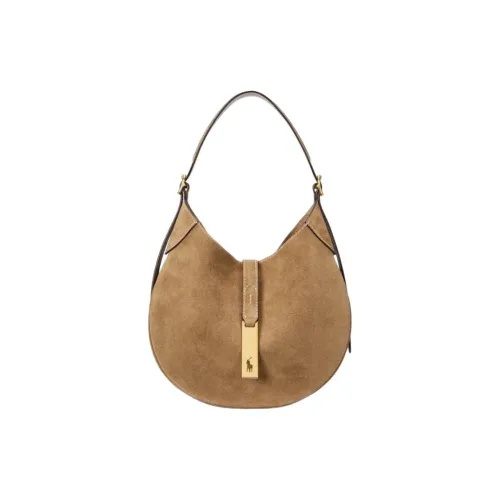 Polo Ralph Lauren Polo ID Cow Leather Handbag Shoulder Bag Small Size Women's Light Brown