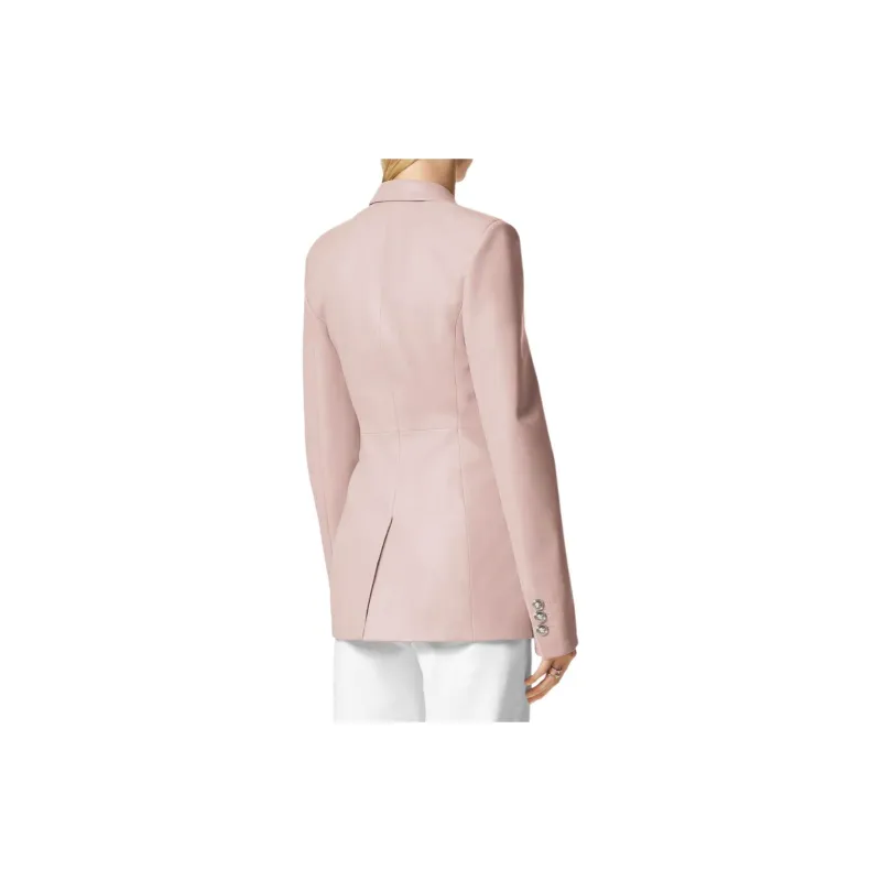 VERSACE Leather Jacket Women's Pink-2