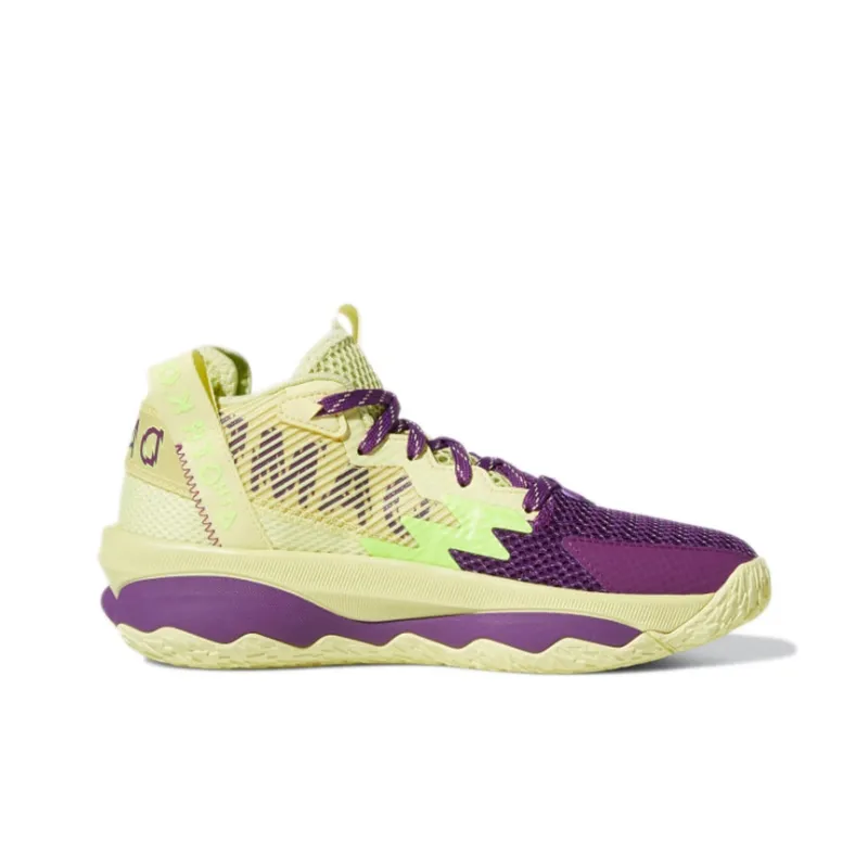 Adidas D Lillard 8 J Lillard Anti Slip Wear Resistant Low Top Performance Basketball Shoes Purple Teenagers-1