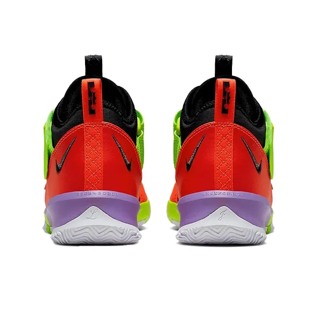 Nike Zoom Soldier 13 Slip-Resistant Cushioning Wear-Resistant Mid-Top Children's Basketball Shoes Black Green Teenagers-2