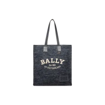 BALLY Crystalia Wool Blend With Calfskin Detail Tote Bag Shopping Bag Handbag Shoulder Bag Women's Navy