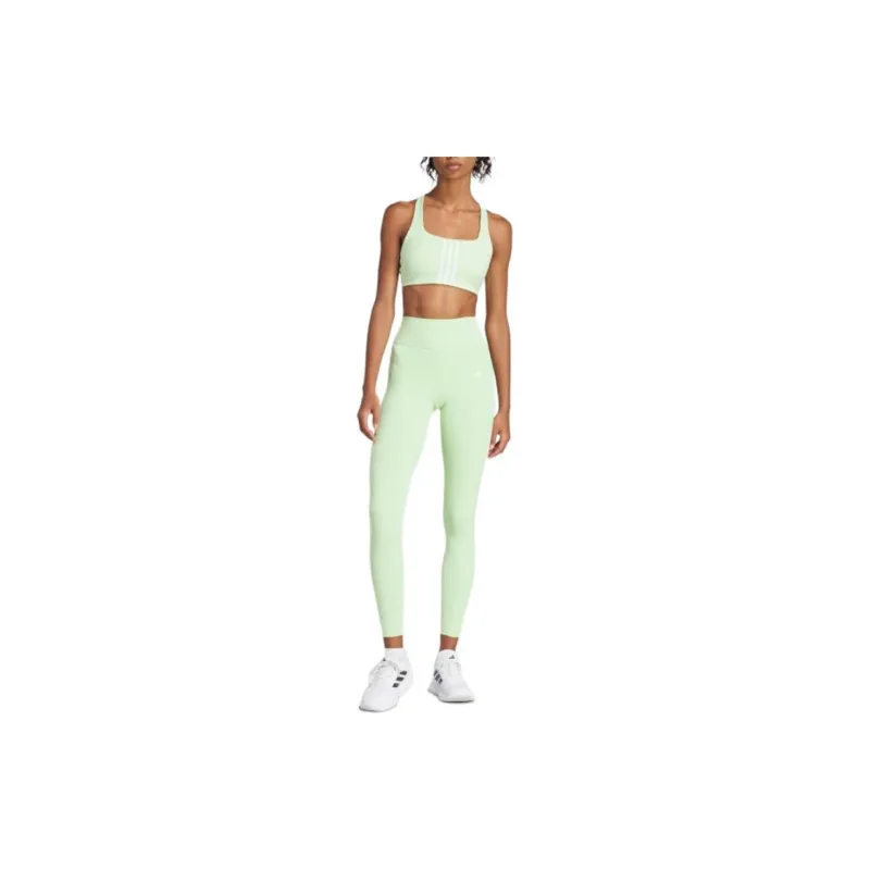 Adidas Optime 3 Stripes Full Length Leggings Casual Pants Women's Green-3
