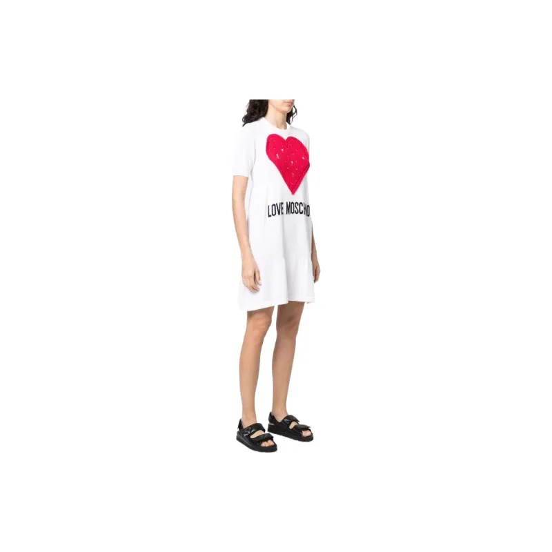 Love MOSCHINO Logo print T shirt Dress-3