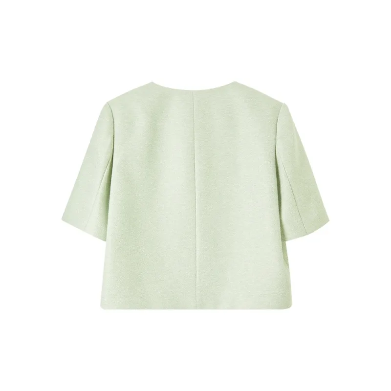 SENTUBILA Cropped Coats Women's White Jade Green-6