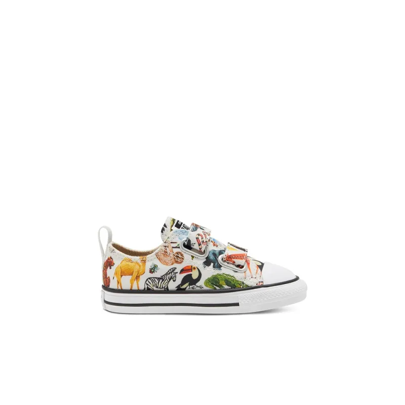 Converse All Star 2V Anti Slip Wear Resistant Low Top Skateboard Shoes White Multicolor Infant And Toddler-1