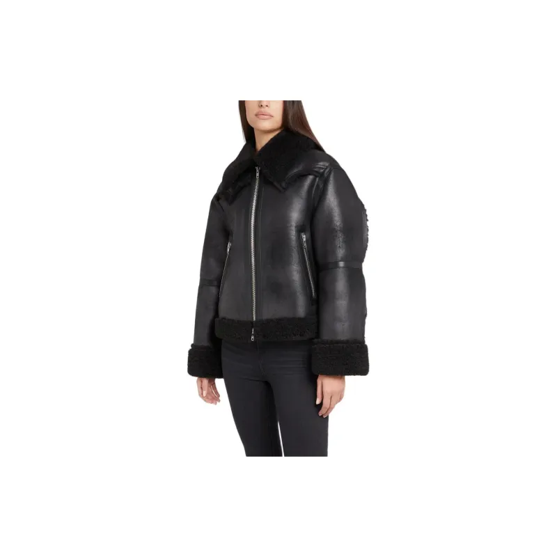 STAND STUDIO Oversized 'Lessie' Jacket In Black Eco Leather Jackets Coats Women's Black-4