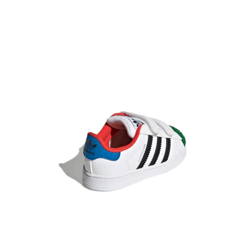 LEGO x Adidas Originals Abrasion Resistant Low Top Baby & Toddler Shoes White Green Blue Infant And Toddler-4