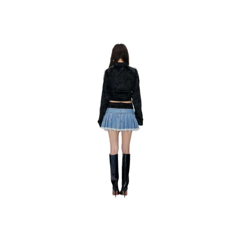 JAC FLEURANT Denim Short Skirts Women's Blue-2