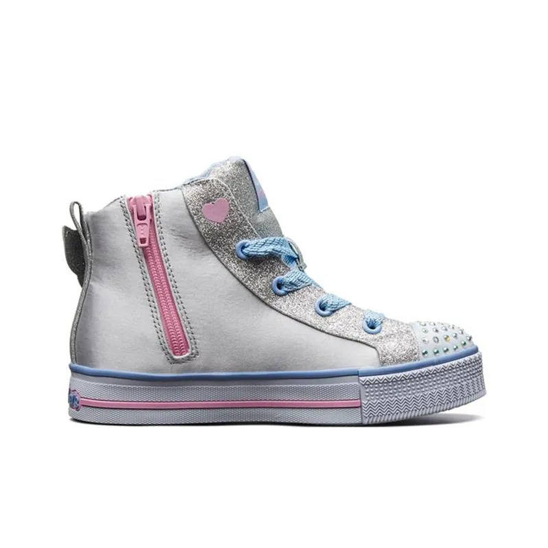Skechers Shuffle Lites High Top Kids' Skateboarding Shoes Silver Teenagers-1