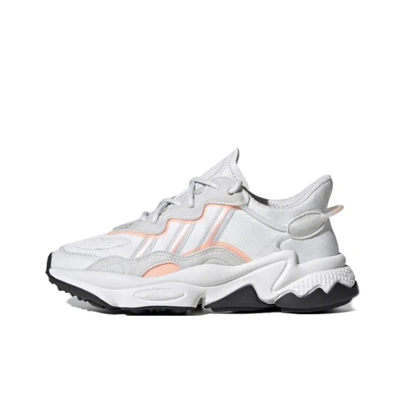 Adidas Originals Ozweego J Shock Absorbers Low Top Kids Lifestyle Shoes White Gray Orange Teenagers-0