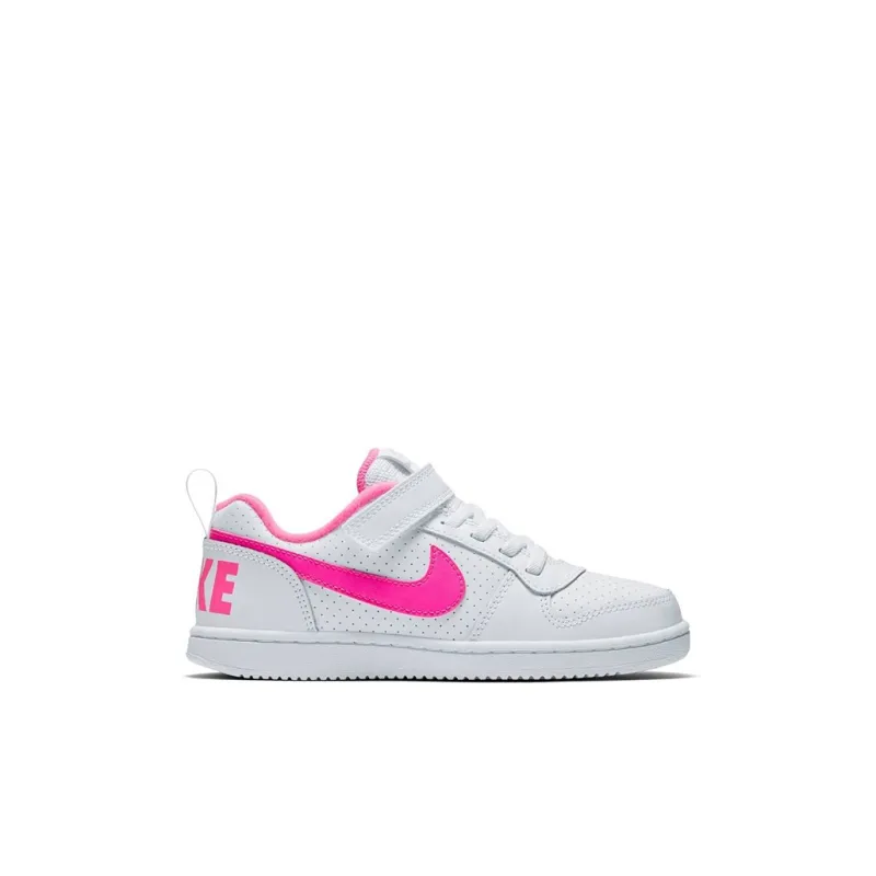 Nike Court Borough Abrasion Resistant Low Top Kids' Skateboarding Shoes White Pink Children Aged 3 7 Years Old-1
