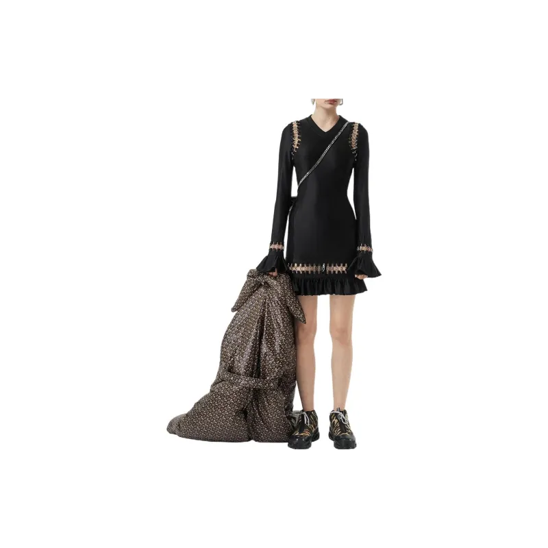 Burberry Ring Embellished Mini Dress 'Black'-2